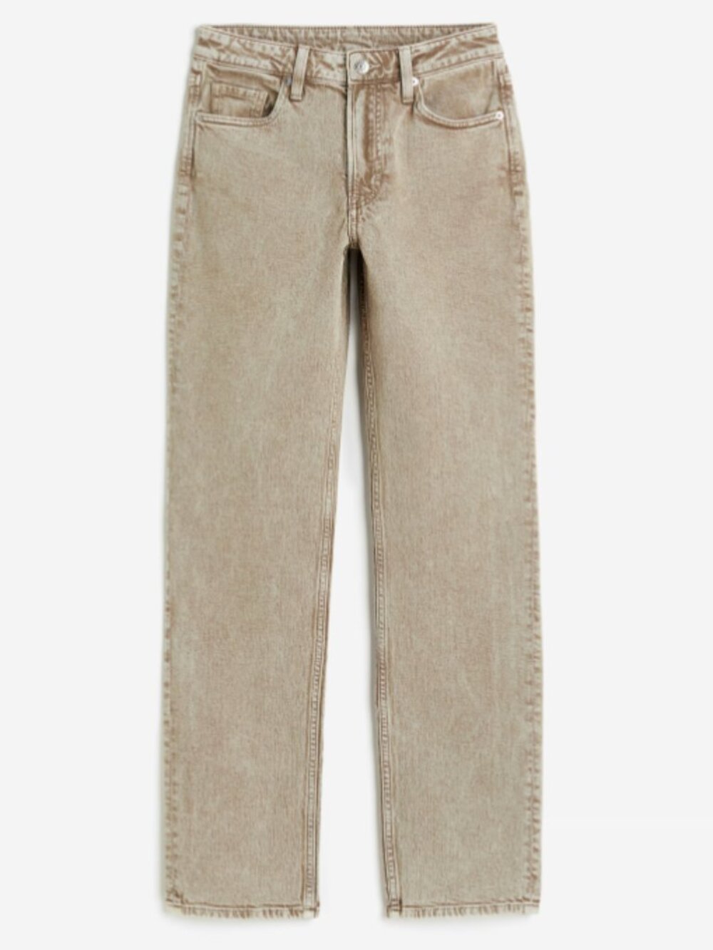 H&M Straight High Waist Ankle Jeans Beige